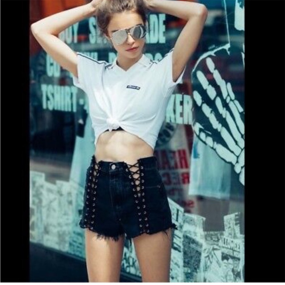 LF Furst of a Kind Vintage lace up cutoff shorts - Picture 2 of 10